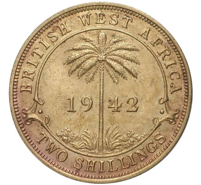 Монета 2 шиллинга 1942 года KN Британская Западная Африка (Артикул K11-71081)