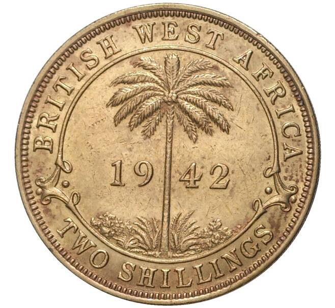 Монета 2 шиллинга 1942 года KN Британская Западная Африка (Артикул K11-71083)