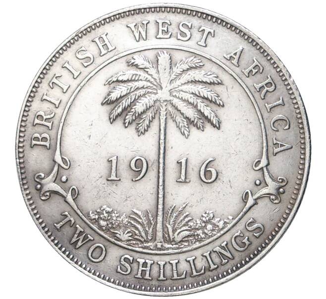 Монета 2 шиллинга 1916 года H Британская Западная Африка (Артикул K11-71101)