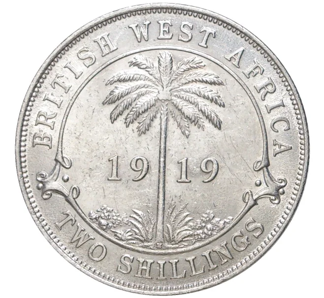 Монета 2 шиллинга 1919 года H Британская Западная Африка (Артикул K11-71109)