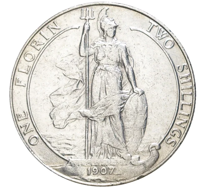 Монета 1 флорин (2 шиллинга) 1907 года Великобритания (Артикул K11-71115)