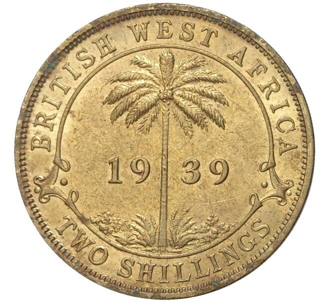 Монета 2 шиллинга 1939 года H Британская Западная Африка (Артикул K11-71131)