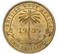 Монета 2 шиллинга 1939 года H Британская Западная Африка (Артикул K11-71136)