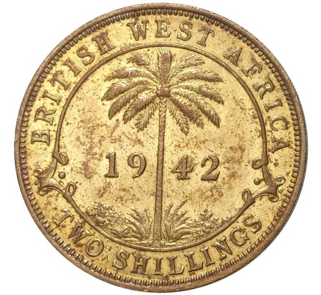 Монета 2 шиллинга 1942 года KN Британская Западная Африка (Артикул K11-71138)