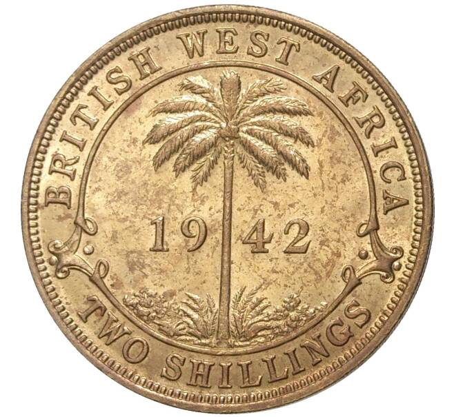 Монета 2 шиллинга 1942 года KN Британская Западная Африка (Артикул K11-71139)