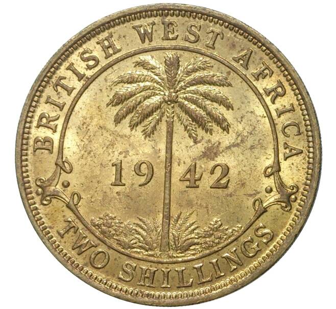 Монета 2 шиллинга 1942 года KN Британская Западная Африка (Артикул K11-71143)