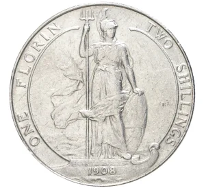 1 флорин (2 шиллинга) 1908 года Великобритания