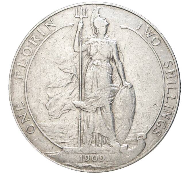 Монета 1 флорин (2 шиллинга) 1909 года Великобритания (Артикул K11-71166)