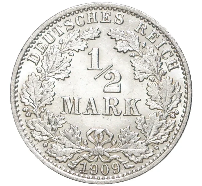 Монета 1/2 марки 1909 года А Германия (Артикул K11-71184)