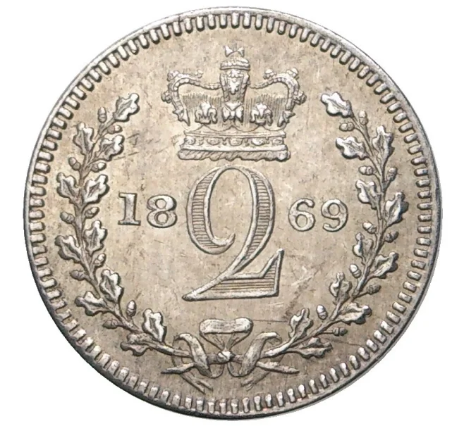 Монета 2 пенса 1869 года Великобритания (Артикул K5-010115)
