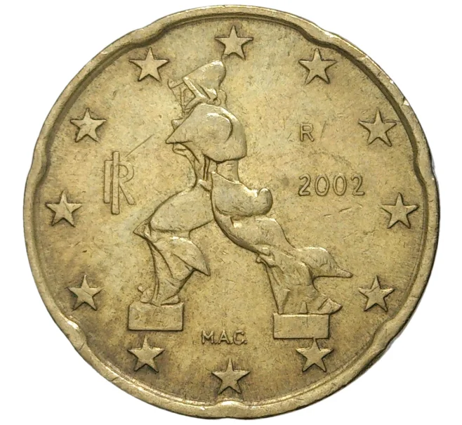 Монета 20 евроцентов 2002 года Италия (Артикул K11-71261)