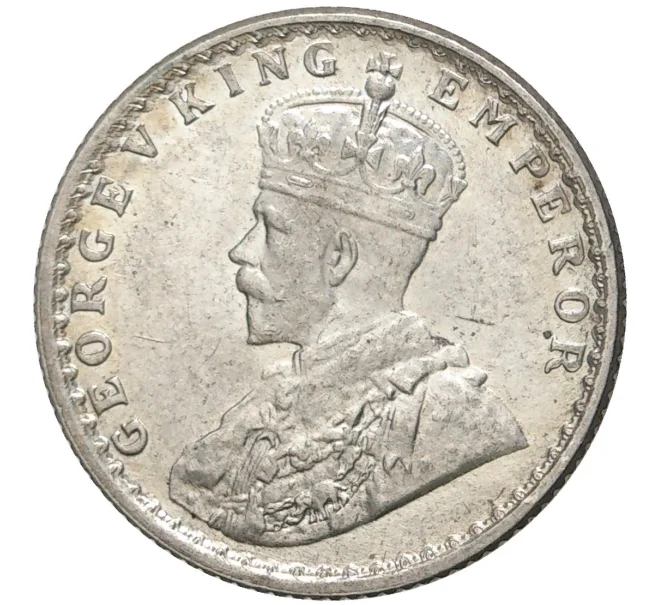 Монета 1/4 рупии 1918 года Британская Индия (Артикул K11-71350)