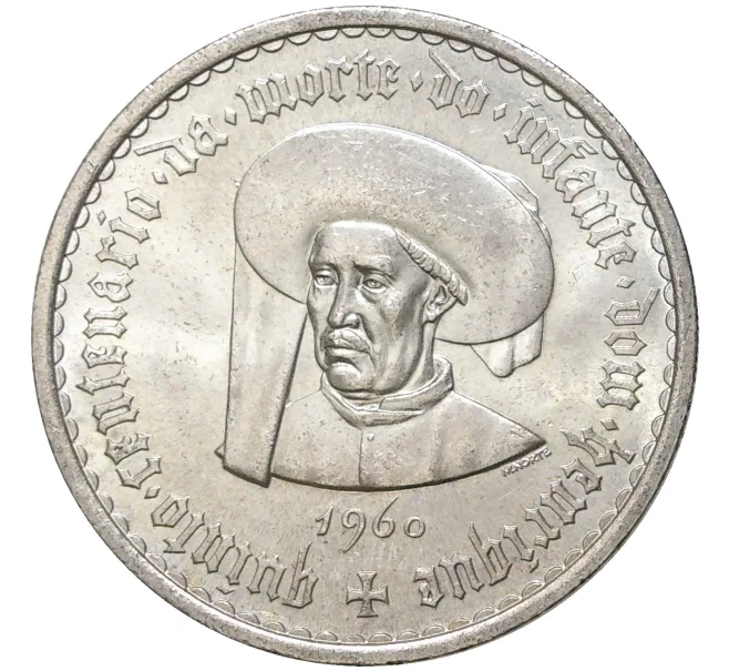 Монета 20 эскудо 1960 года Португалия «500 лет со дня смерти Принца Генриха» (Артикул K27-80161)