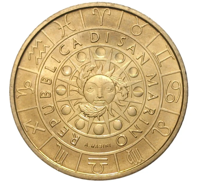 Монета 5 евро 2019 года Сан-Марино «Знаки зодиака — Лев» (Артикул K27-80184)