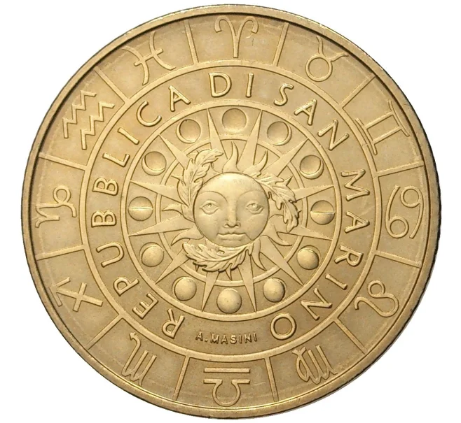 Монета 5 евро 2019 года Сан-Марино «Знаки зодиака — Рак» (Артикул K27-80186)