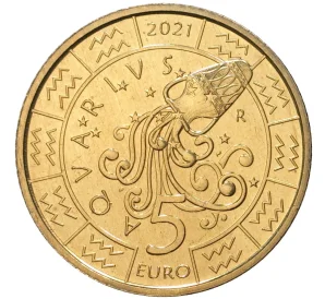 5 евро 2021 года Сан-Марино «Знаки зодиака — Водолей»
