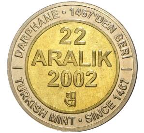1 миллион лир 2002 года Турция «535 лет Стамбульскому монетному двору — 22 декабря»