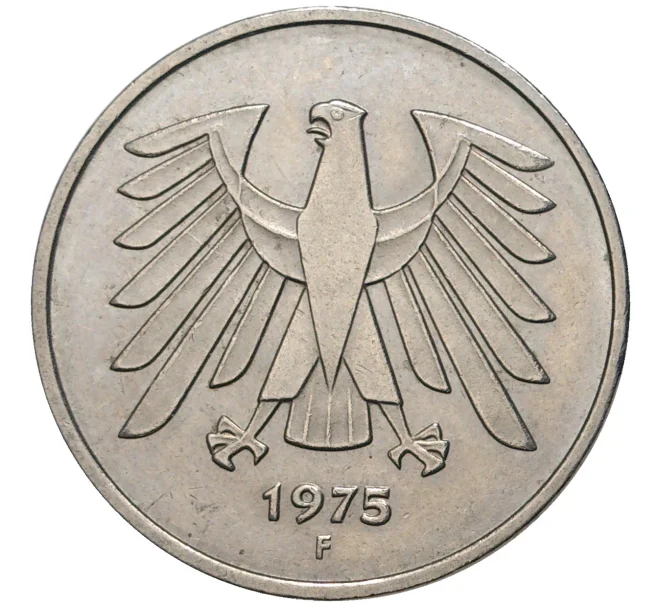 Монета 5 марок 1975 года F Западная Германия (ФРГ) (Артикул K11-71675)