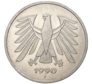 5 марок 1990 года J Западная Германия (ФРГ)