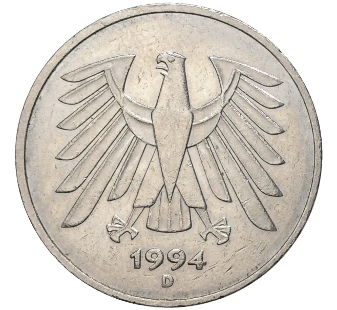 Монета 5 марок 1994 года D Германия (Артикул K11-71693)