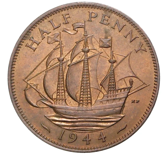 Монета 1/2 пенни 1944 года Великобритания (Артикул M2-57204)