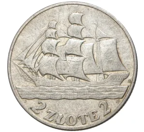 2 злотых 1936 года Польша «15 лет морскому порту Гдыня»
