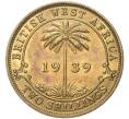 Монета 2 шиллинга 1939 года KN Британская Западная Африка (Артикул K11-72042)