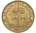 Монета 2 шиллинга 1939 года Н Британская Западная Африка (Артикул K11-72044)
