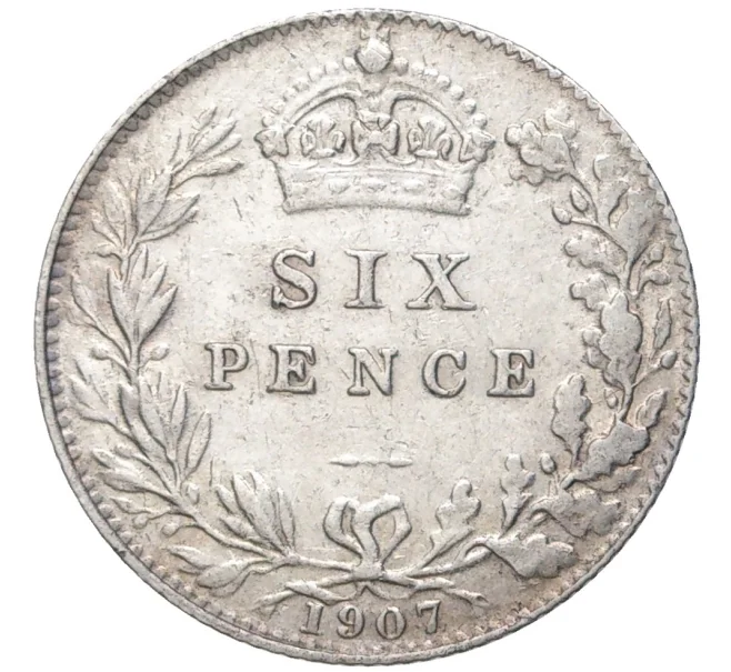 Монета 6 пенсов 1907 года Великобритания (Артикул K11-72093)