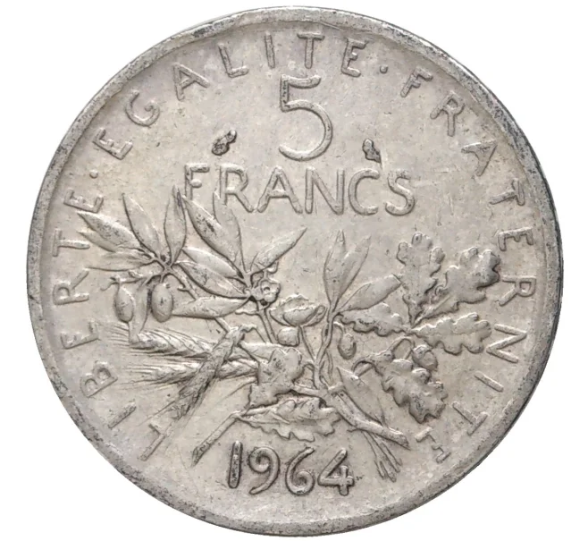Монета 5 франков 1964 года Франция (Артикул K11-72097)