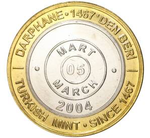 1 миллион лир 2004 года Турция «535 лет Стамбульскому монетному двору — 5 марта»