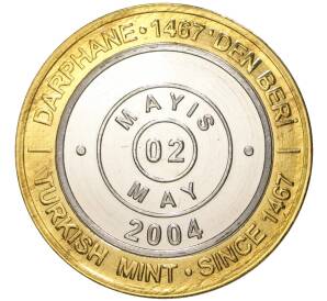 1 миллион лир 2004 года Турция «535 лет Стамбульскому монетному двору — 2 мая»