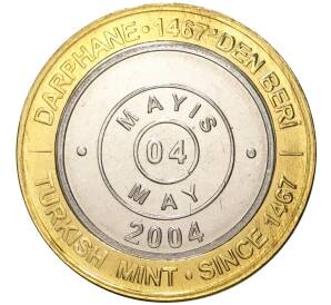 1 миллион лир 2004 года Турция «535 лет Стамбульскому монетному двору — 4 мая»