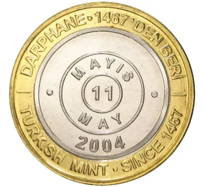 1 миллион лир 2004 года Турция «535 лет Стамбульскому монетному двору — 11 мая»