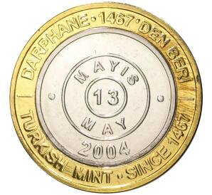 1 миллион лир 2004 года Турция «535 лет Стамбульскому монетному двору — 13 мая»