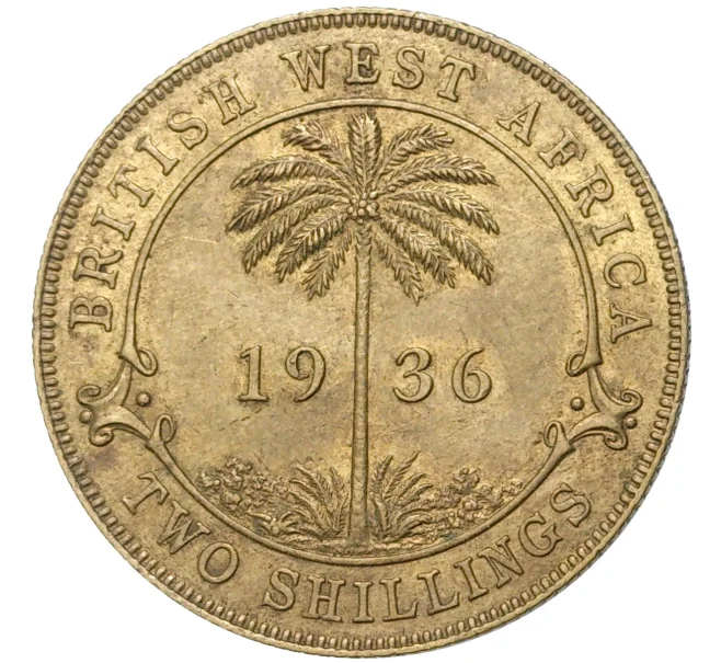 Монета 2 шиллинга 1936 года Британская Западная Африка (Артикул K11-72511)