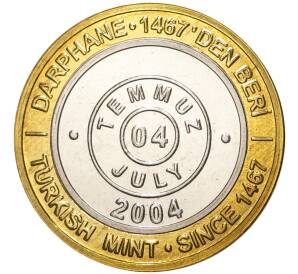 1 миллион лир 2004 года Турция «535 лет Стамбульскому монетному двору — 4 июля»