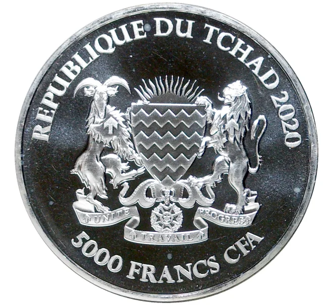 Монета 5000 франков 2020 года Чад «Мандала — Буйвол» (Артикул M2-57393)