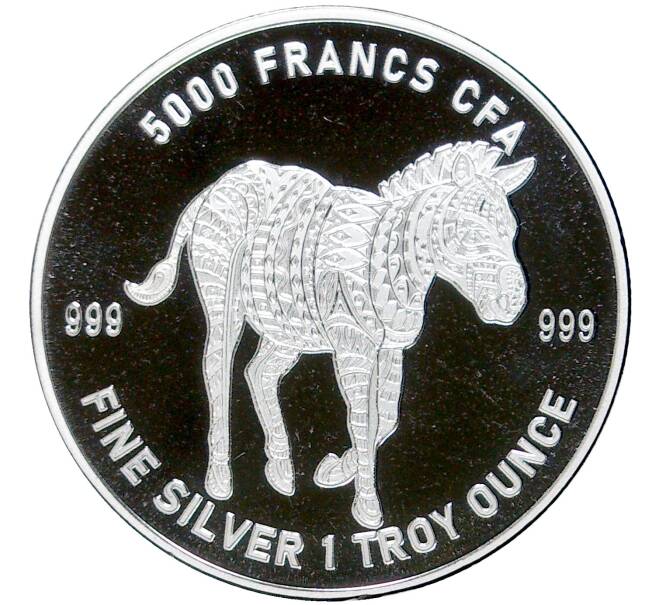 Монета 5000 франков 2022 года Чад «Мандала — Зебра» (Артикул M2-57394)