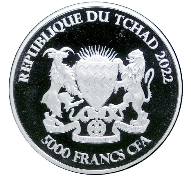 Монета 5000 франков 2022 года Чад «Мандала — Зебра» (Артикул M2-57394)