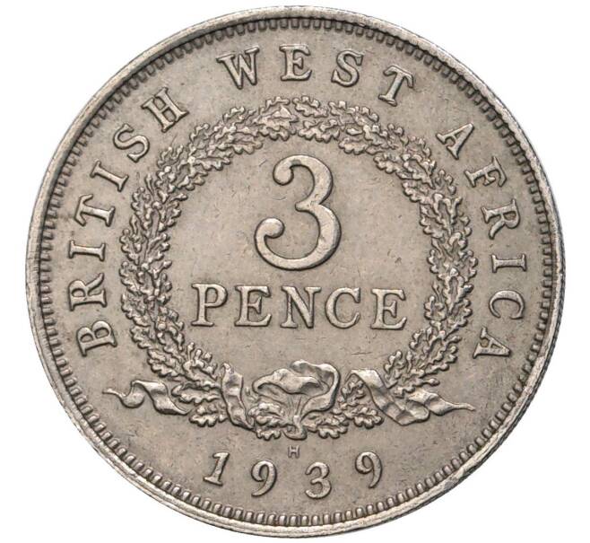Монета 3 пенса 1939 года Британская Западная Африка (Артикул K27-80369)