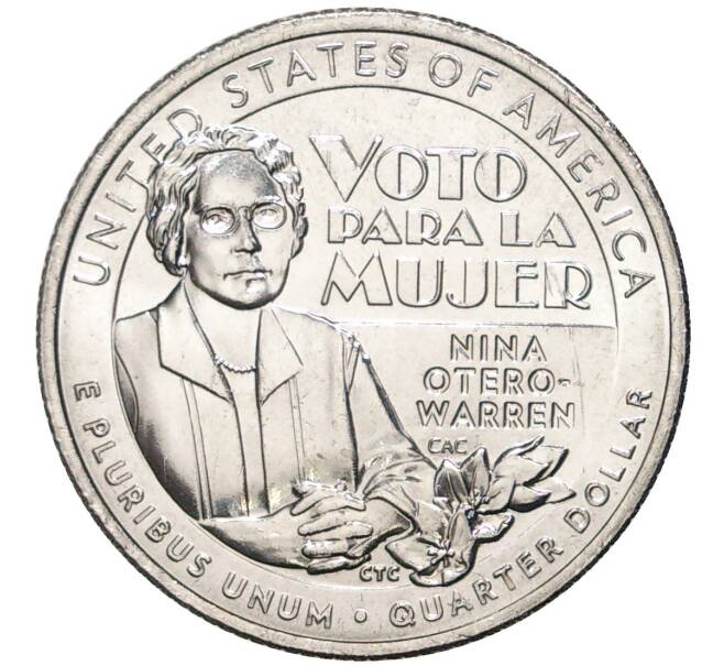 Монета 1/4 доллара (25 центов) 2022 года D США «Американские женщины — Нина Отеро-Уоррен» (Артикул M2-57427)