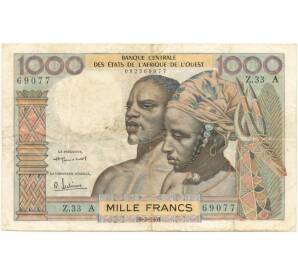 1000 франков 1961 года Западно-Африканский валютный союз — литера А (Кот-Д'Ивуар)