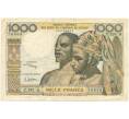 Банкнота 1000 франков 1965 года Западно-Африканский валютный союз — литера А (Кот-Д'Ивуар) (Артикул K11-73089)