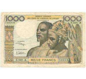 1000 франков 1965 года Западно-Африканский валютный союз — литера А (Кот-Д'Ивуар)