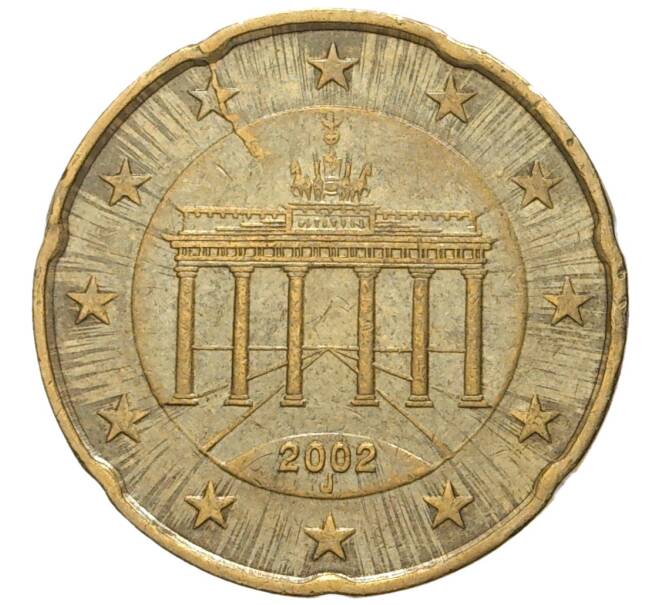 Монета 20 евроцентов 2002 года J Германия (Артикул: K11-73292) — Фото №1