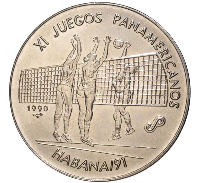 Монета 1 песо 1990 года Куба «XI Пан-Американские игры в Гаване — Волейбол» (Артикул K27-80584)