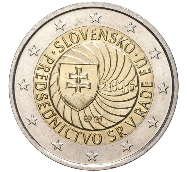 Монета 2 евро 2016 года Словакия «Председательство Словакии в Совете ЕС» (Артикул K27-80592)
