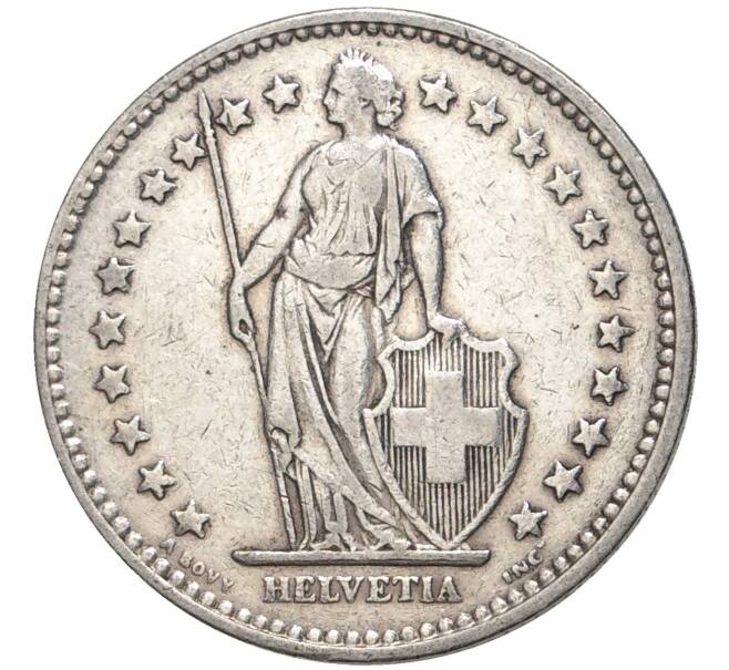 Монета 2 франка 1916 года Швейцария (Артикул K11-73682)