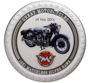 2 доллара 2007 года Острова Кука «Легендарные мотоциклы 1930-х — Matchless Silver Hawk» — Фото №1